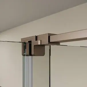Thumbnail: Momentum brushed bronze frameless sliding door for Tray or Wetroom