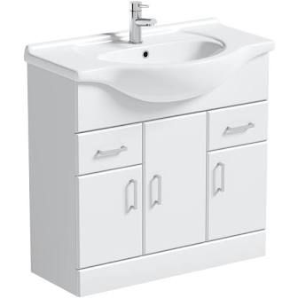 Nuie 850mm White Gloss Vanity & Basin VTY850