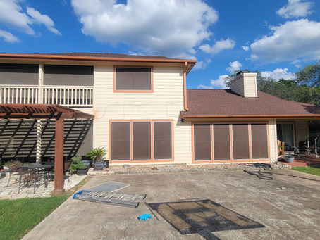 Patio and Window Sun Shade Solution Installed in Austin Backyard