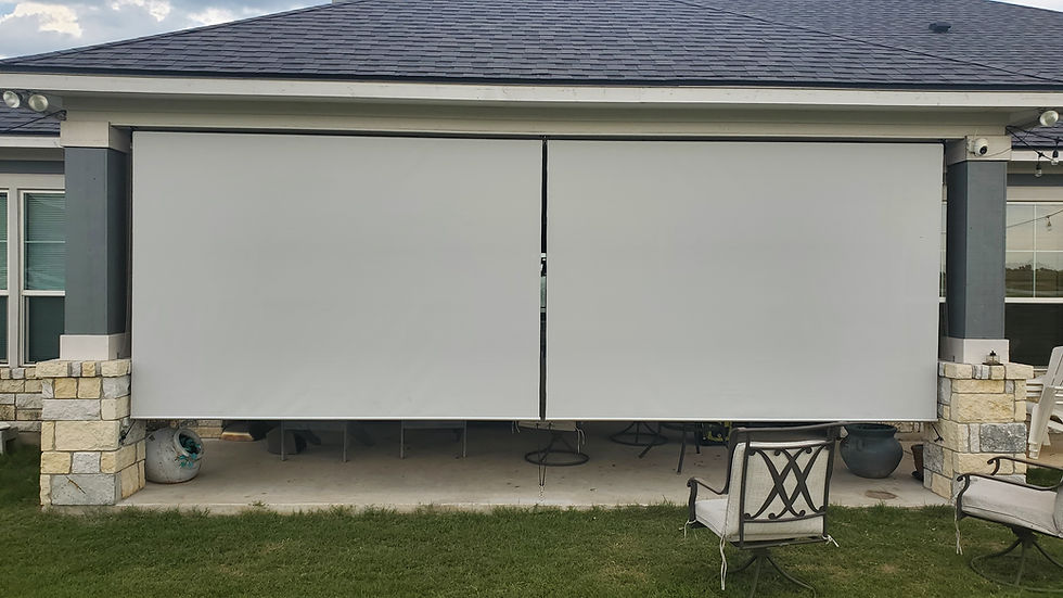 Joining Solar Shades Tied Down With Bungee Cords