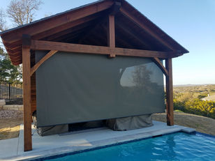 16' wide patio blind in a 17-1/2' opening providing 97% sun shade.