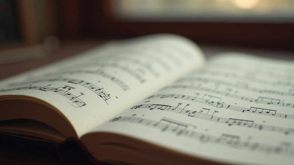 Close-up view of a music notebook with handwritten notes and chords