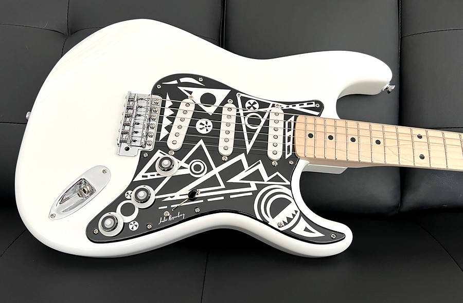 Julie Rosenberg Custom Guitar.. Opus 12. Hybrid Guitar: Hand-Painted Pickguard. Custom-Built Guitar.