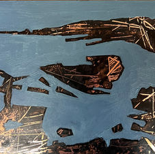 Abstract painting on copper depicting the coastline of Newfoundland