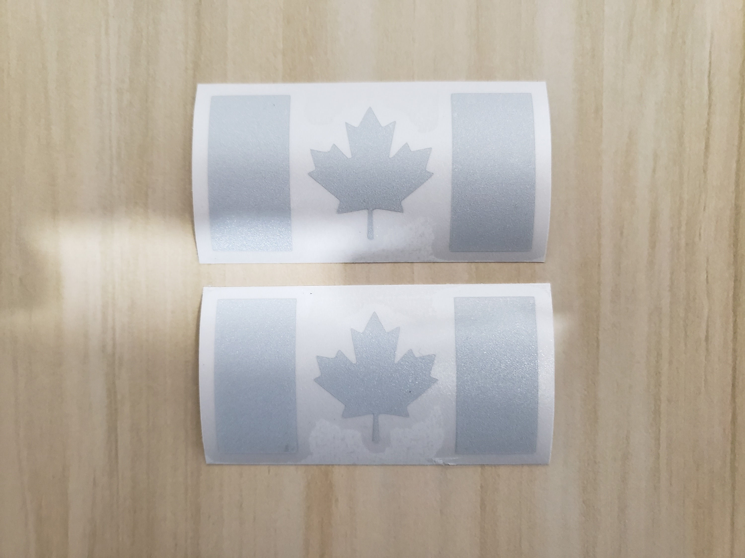 CLEARANCE | Reflective White Canadian Flag Decals