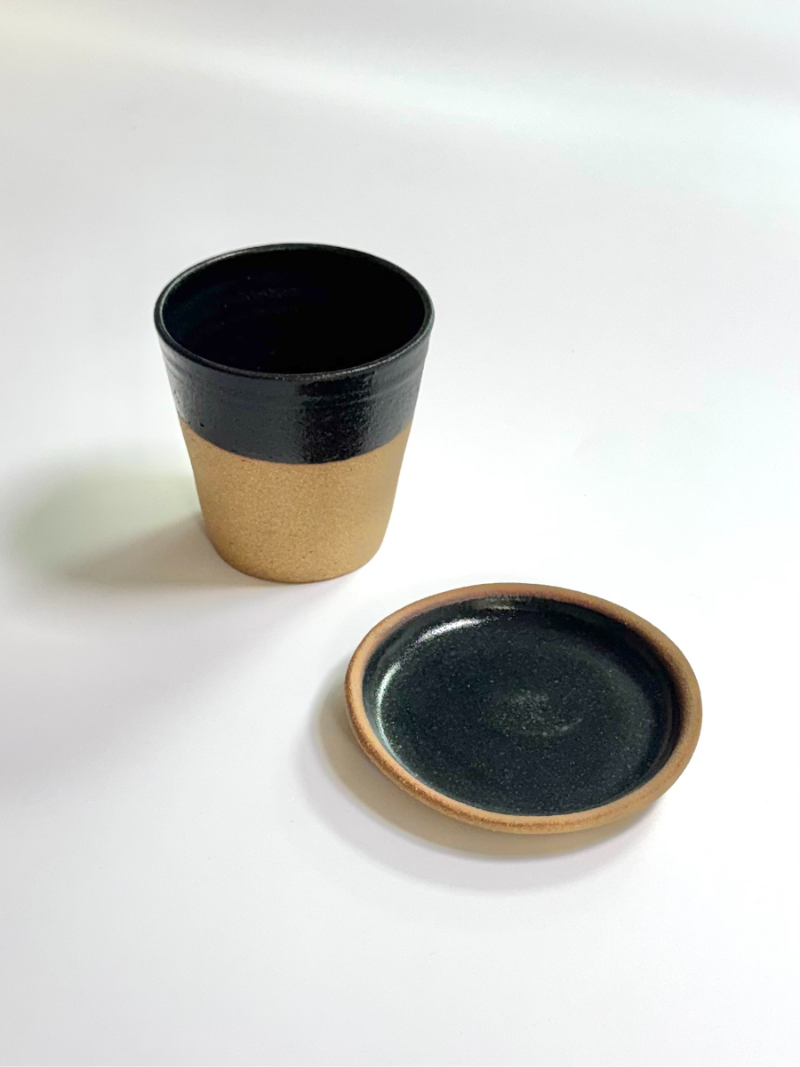 tasse et soucoupe artisanale Sarlat noir