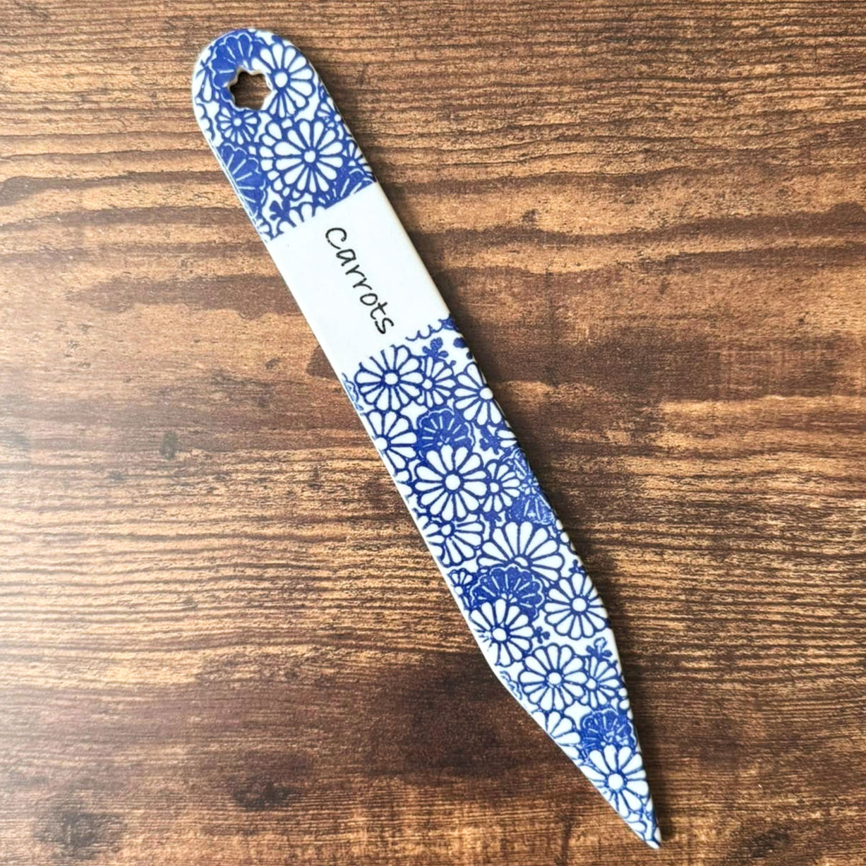 "Carrots" Garden Marker - Blue Flowers
