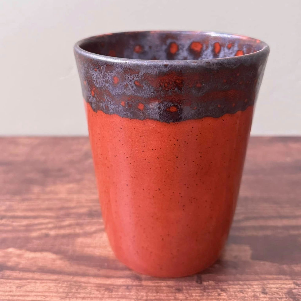 Thumbnail: Porcelain Vase - Speckled Rust with Pewter Rim
