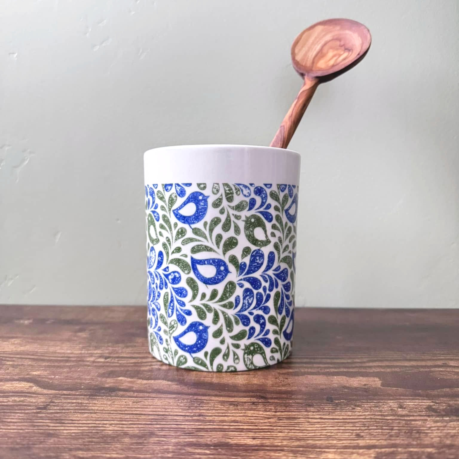 Porcelain Vase / Utensil Holder - Birds