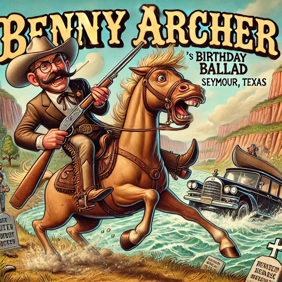 DALL·E 2025-02-27 22.07.46 - A cowpoke-style cartoon album cover featuring Benny Archer, a legendary cowboy and undertaker from Seymour, Texas. Benny is depicted wearing a classic