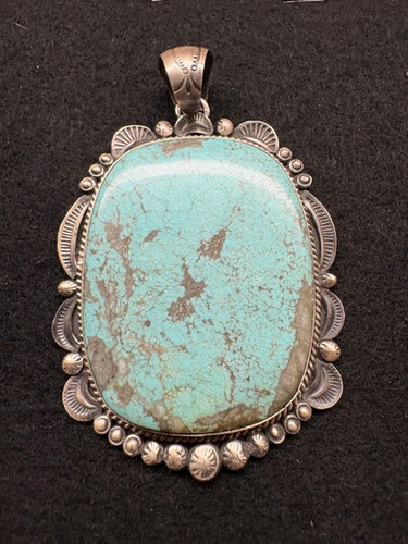 Gilbert Tom Navajo SS#8 Turquoise Pendant | Big Nose Kate Co.