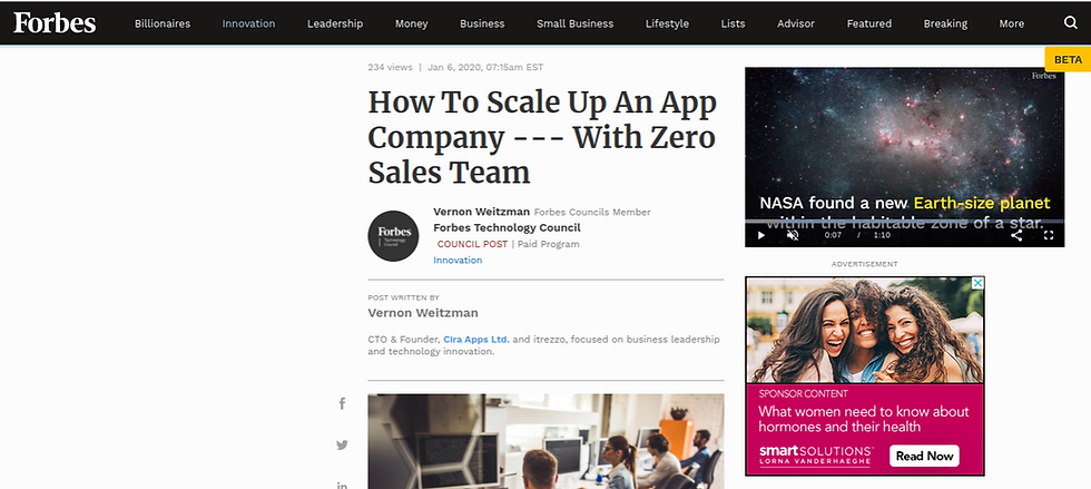 Forbes. Educated SaaS customers provide own support, says Cira Apps
