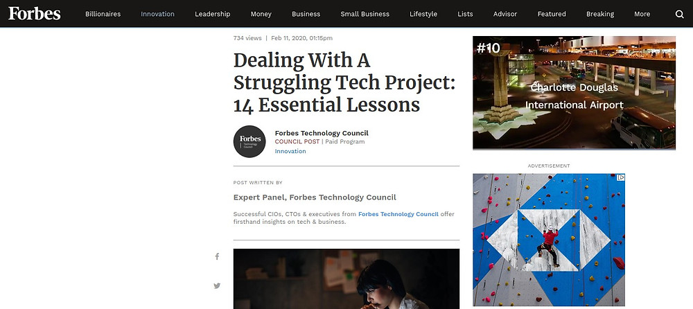 Forbes. Avoid ‘scope creep’ to right a struggling tech project, says Future Infinitive
