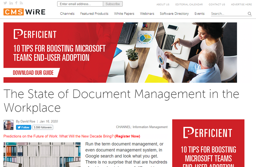 CMSWire. “Paper chase” of document management needn’t end in the cloud, says PCIS
