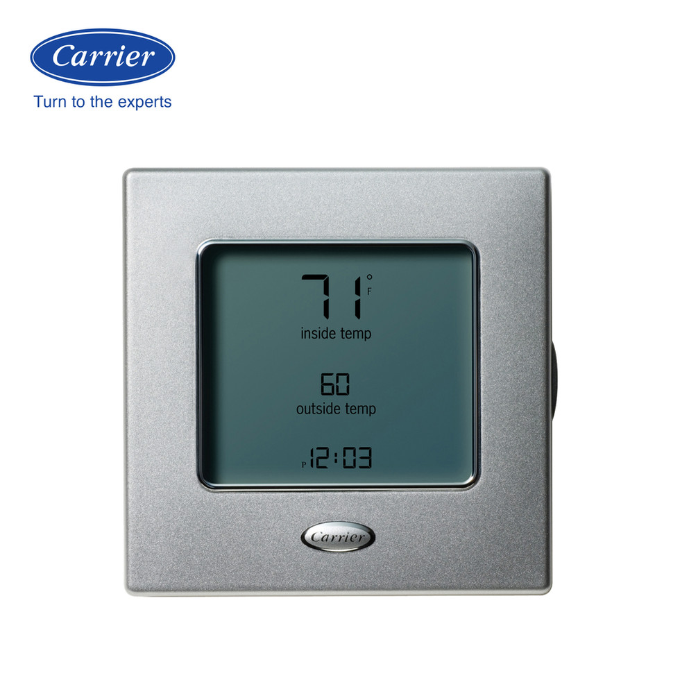 Carrier Edge Pro termostato comercial programable no comunicante con control de humedad y pantalla LCD, vista frontal