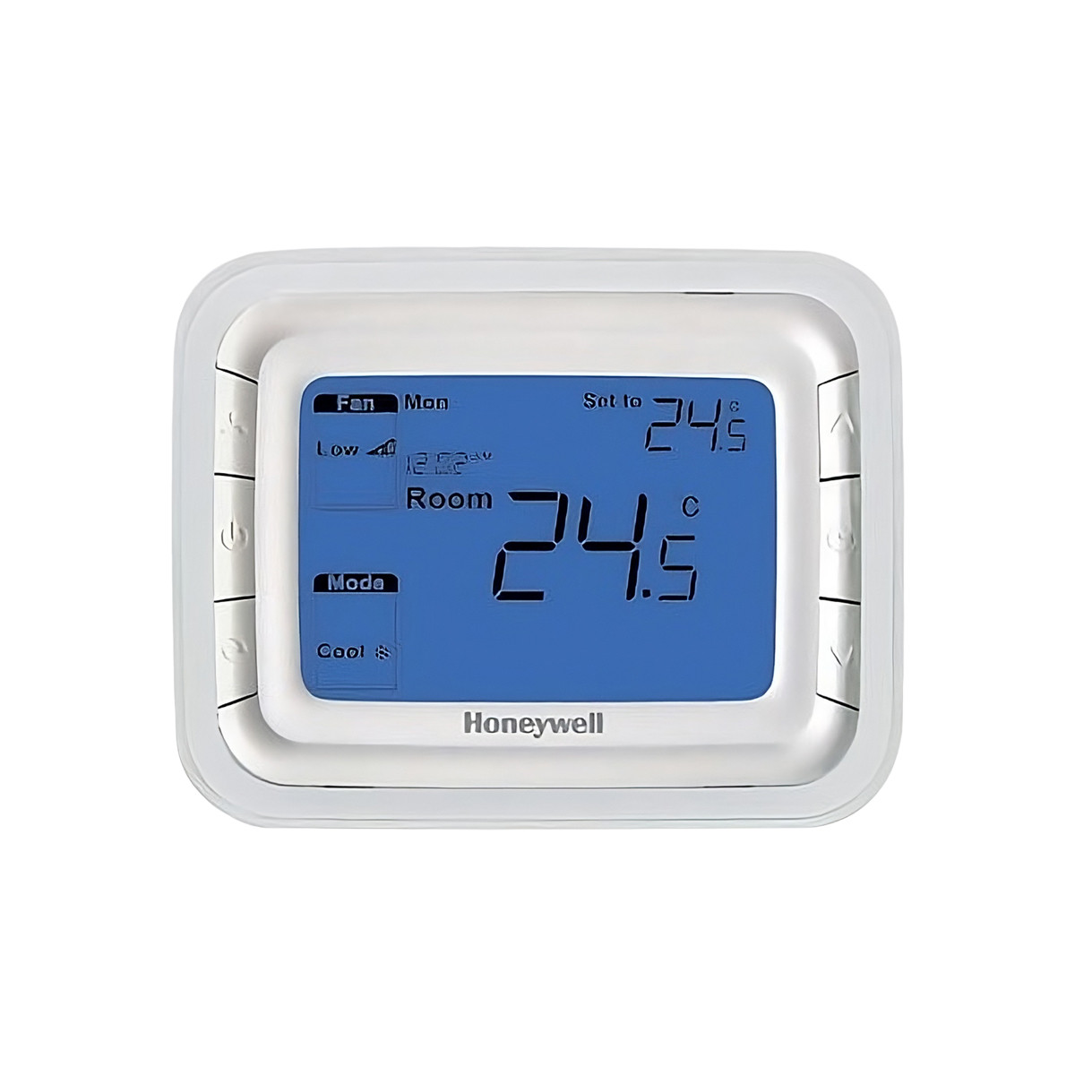 Termostato digital Honeywell Halo T6861V1WG para Fan Coil de 2 y 4 tubos, diseño horizontal con pantalla LCD retroiluminada