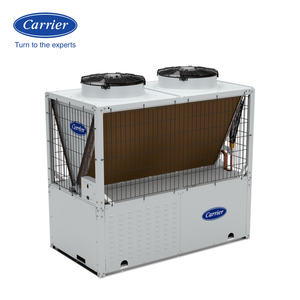 Carrier AquaSnap 30RQM bomba de calor reversible modular enfriada por aire con ventiladores superiores, vista isométrica