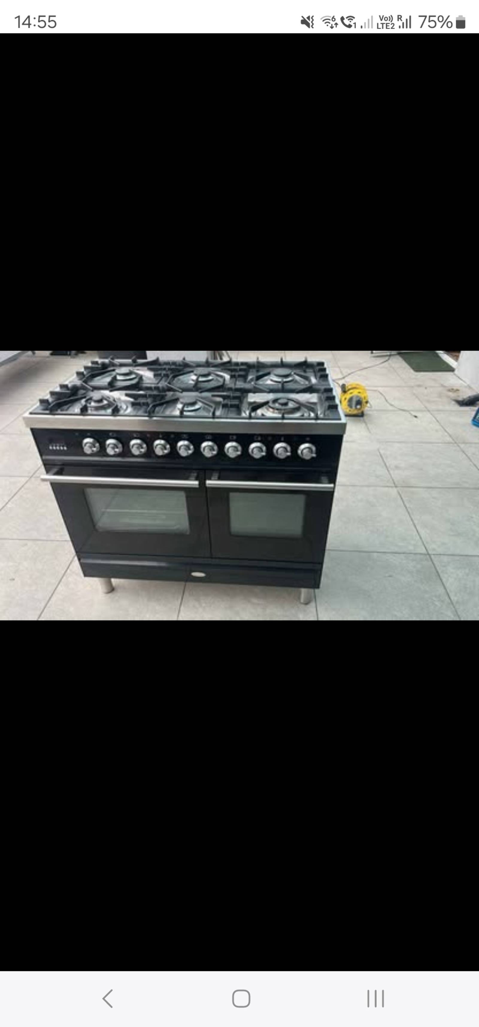 Black Dual Fuel Double Oven Range Cooker