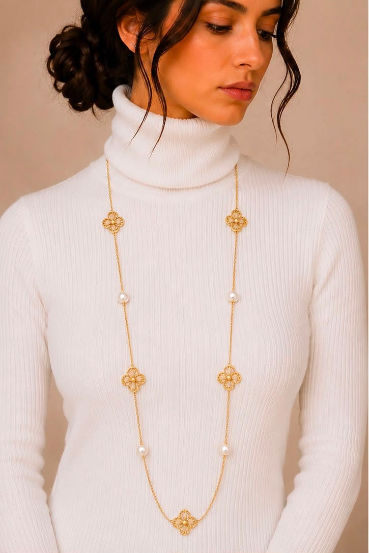 Evori Pearl Clover Necklace