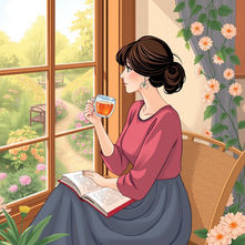 woman sitting by a window