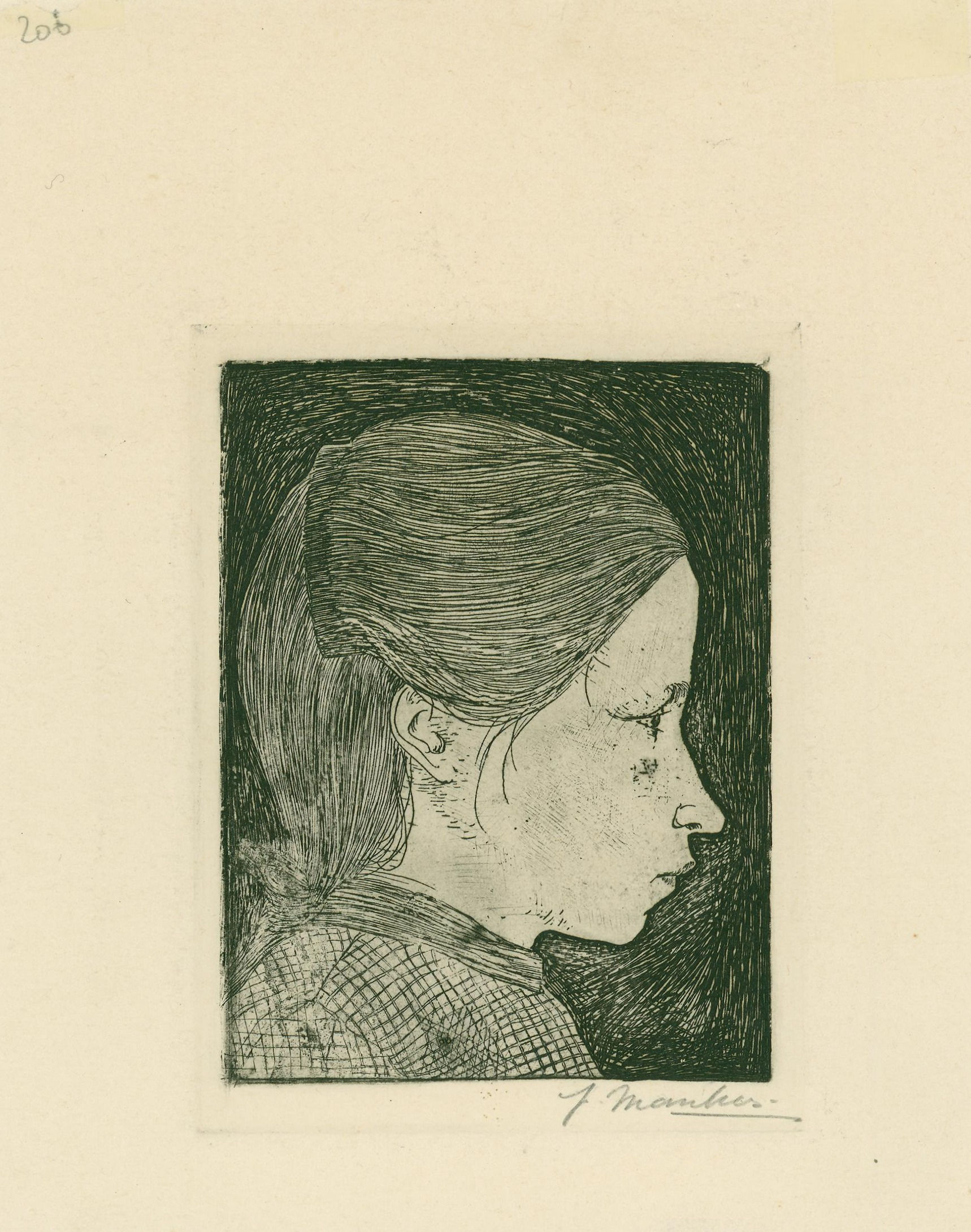 Jan Mankes ets te koop, GE12 Meisjeskopje 1914
