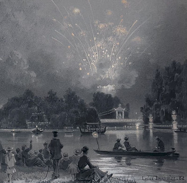 Kunsthandel Haarlem, tekening te koop van Louis Émile Dardoize dessin à vendre, Quatorze Juillet Paris1882 
