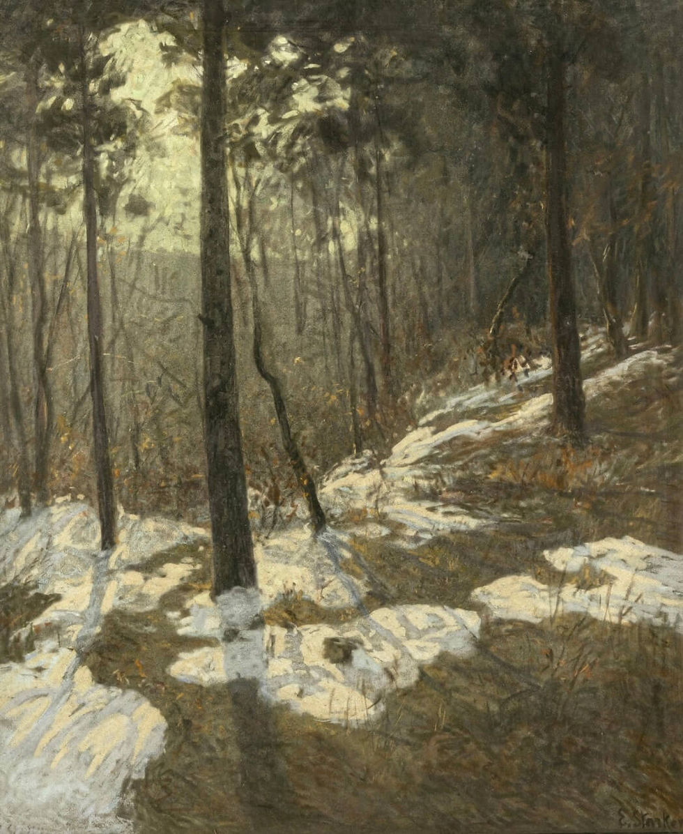 Erwin Starker - Boslandschap met smeltende sneeuw