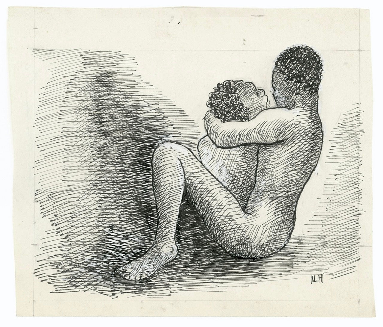 Tekening van Nola Hatterman te koop, de omhelzing