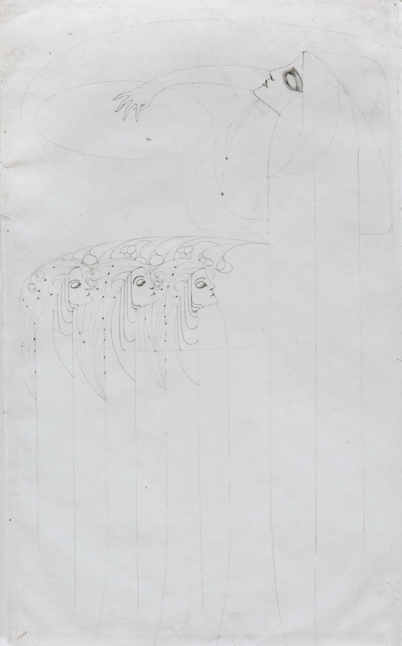 Fijne Toorop-achtige Carel de Nerée tot Babberich tekening te koop, Sprookjesverteller