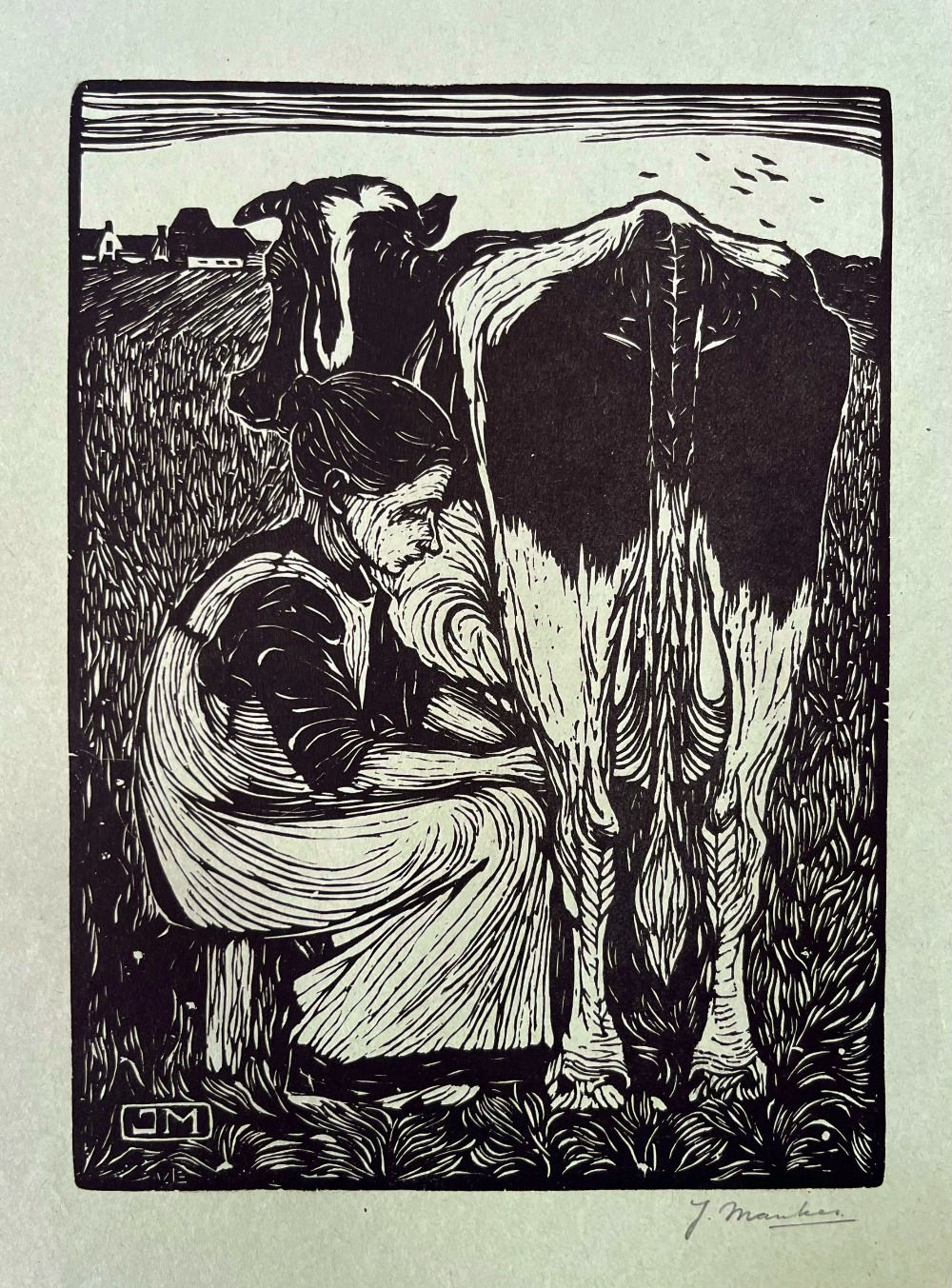 Houtsnede van Jan Mankes te koop, Koemelkster