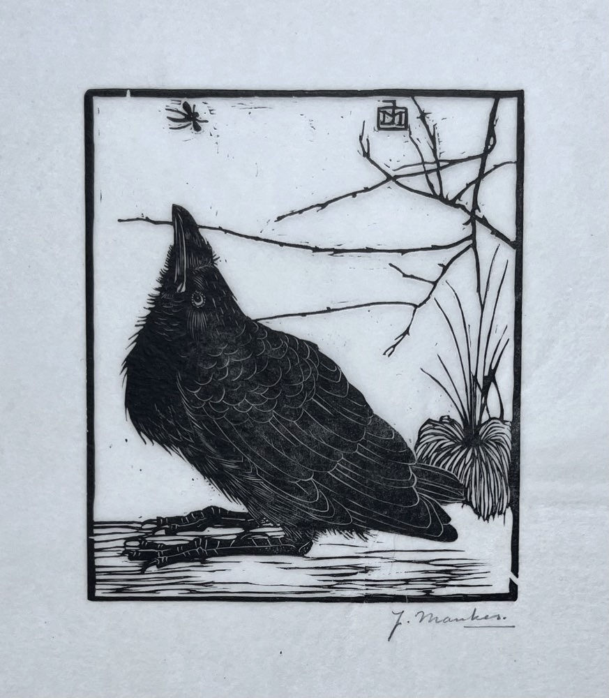 Jan Mankes - Kraai met mugje, 1918 - zwart