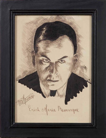 Tekening van de symbolist M. A. F. Betting van de schrijver Erich Maria Remarque in inkt