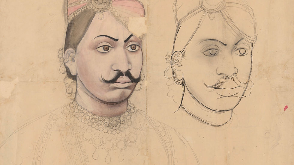 Ghasiram Hardev Sharma, Portretstudie van Tilakayat Govardhanlalji, ca. 1900, 53, x 67,4 cm, potlood, inkt en gouache op papier. Foto: Smithsonian National Museum of Asian Art, Washington DC, USA (s2003.3).