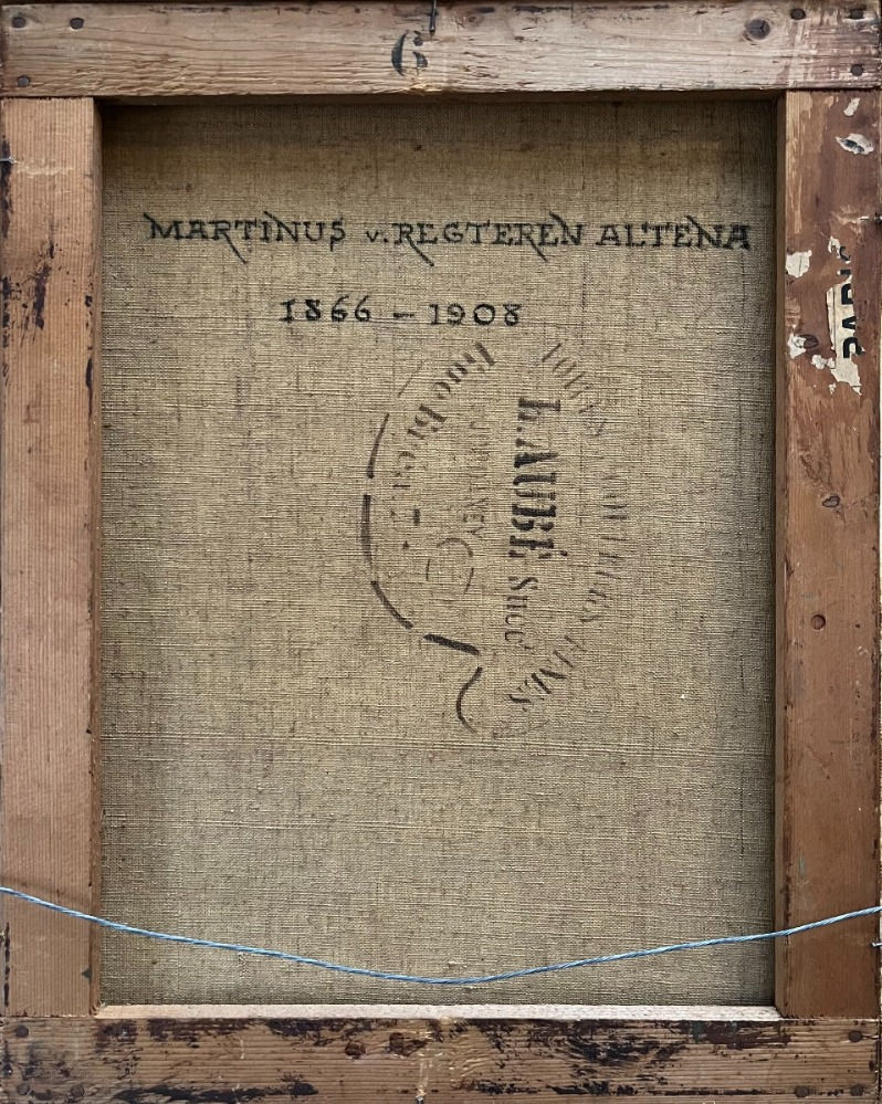 Thumbnail: Schilderij van Martinus van Regteren Altena te koop, stalinterieur met houten schotten en balken collectie Hofker