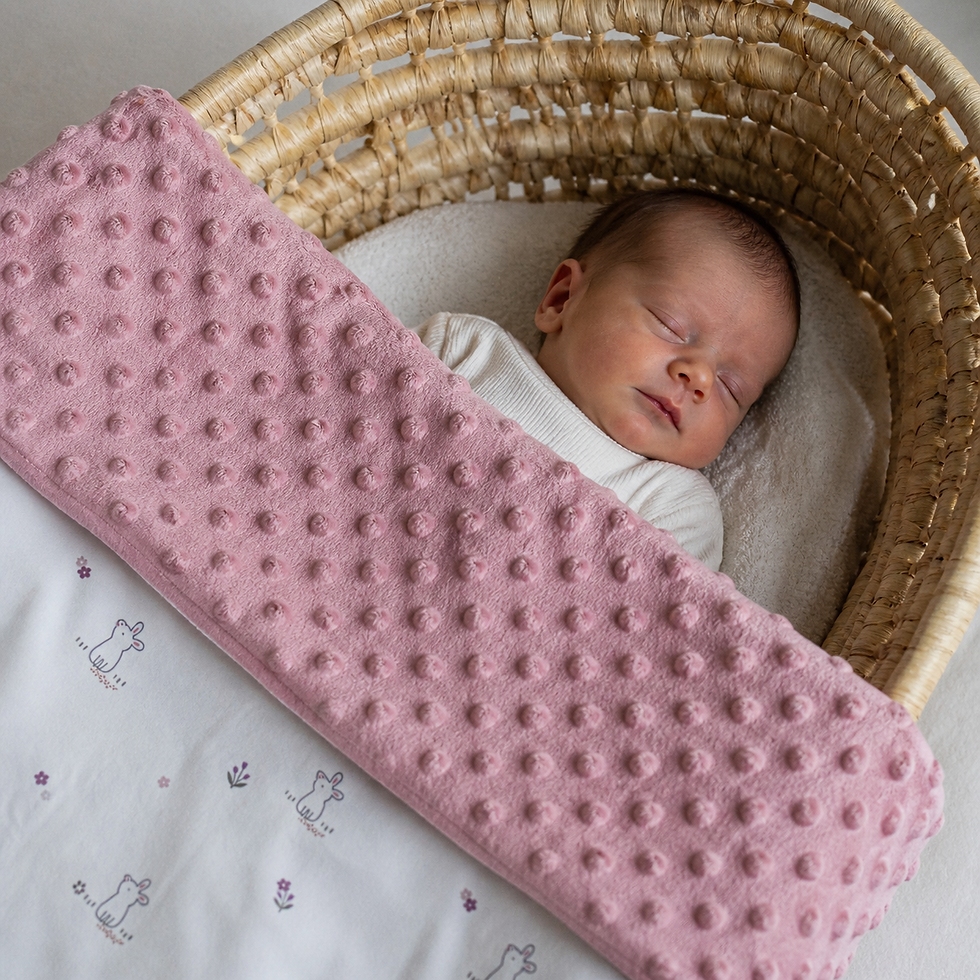 Couverture bébé douce en coton imprimé et minky rose idéale pour poussette, couffin ou landau