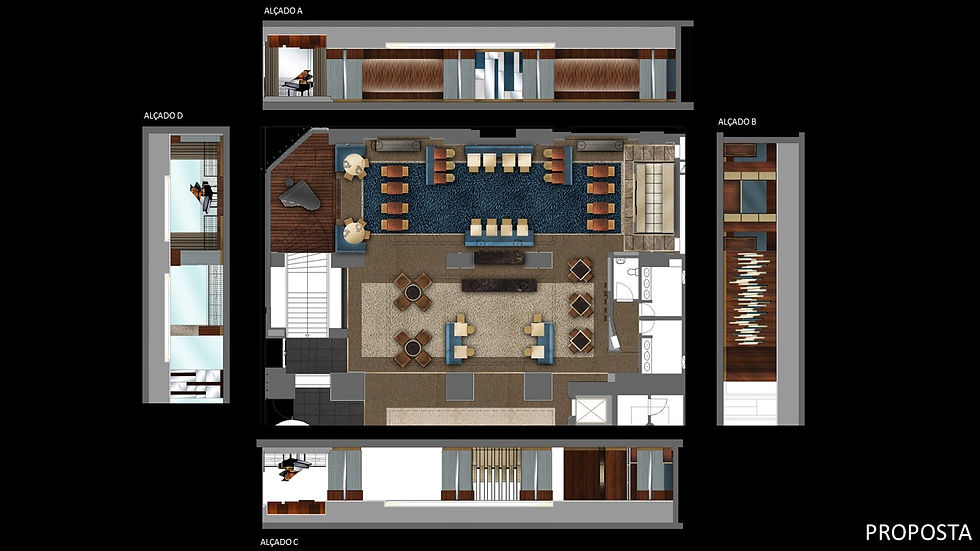 Bar plan and elevations
