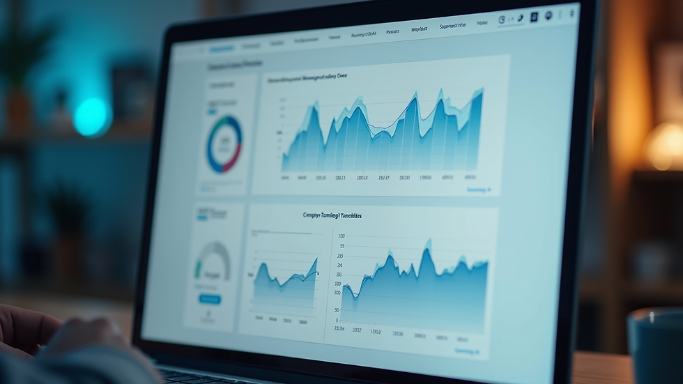 Close-up view of a computer screen showing website analytics dashboard