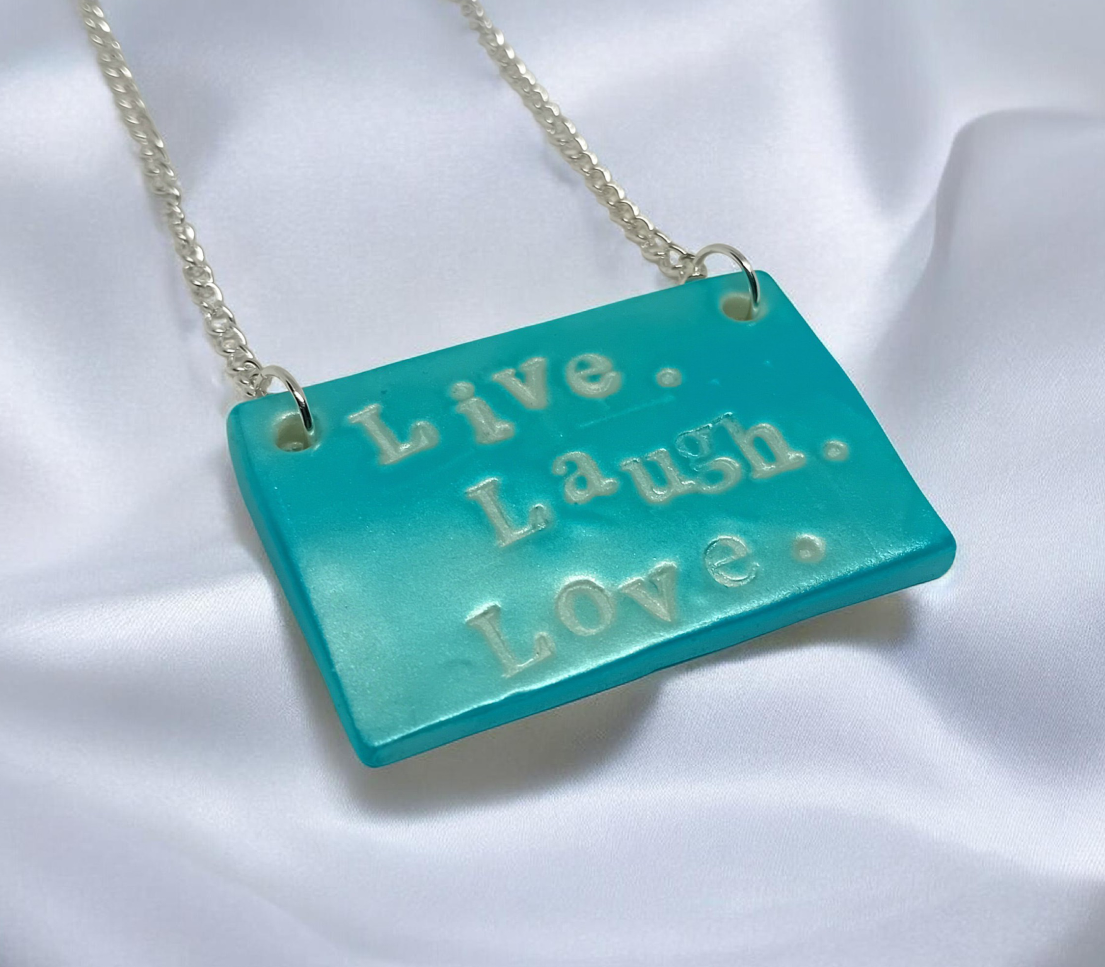 Pearly Blue Rectangle Statement Necklace