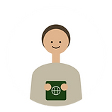 Illustration of a person holding a passport