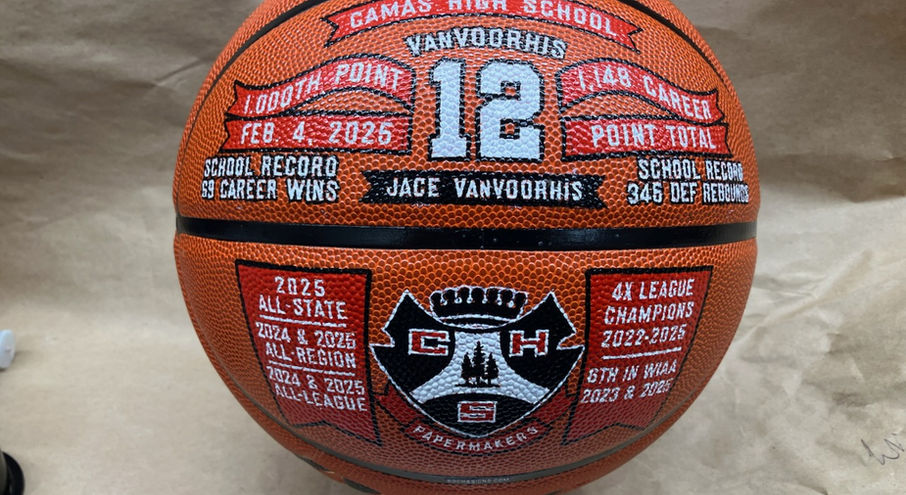 hand painted 1000 point basketball decorated to order