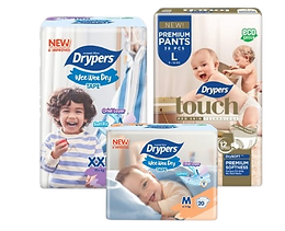 Paquet de couches bébé Drypers premium pour peau sensible
