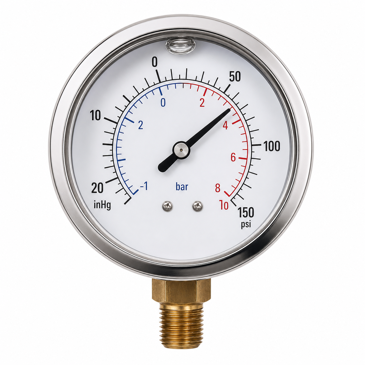 Compound vacuum pressure gauge minus 1 plus 10 bar 1/4 inch NPT bottom connection for dry cleaning still service