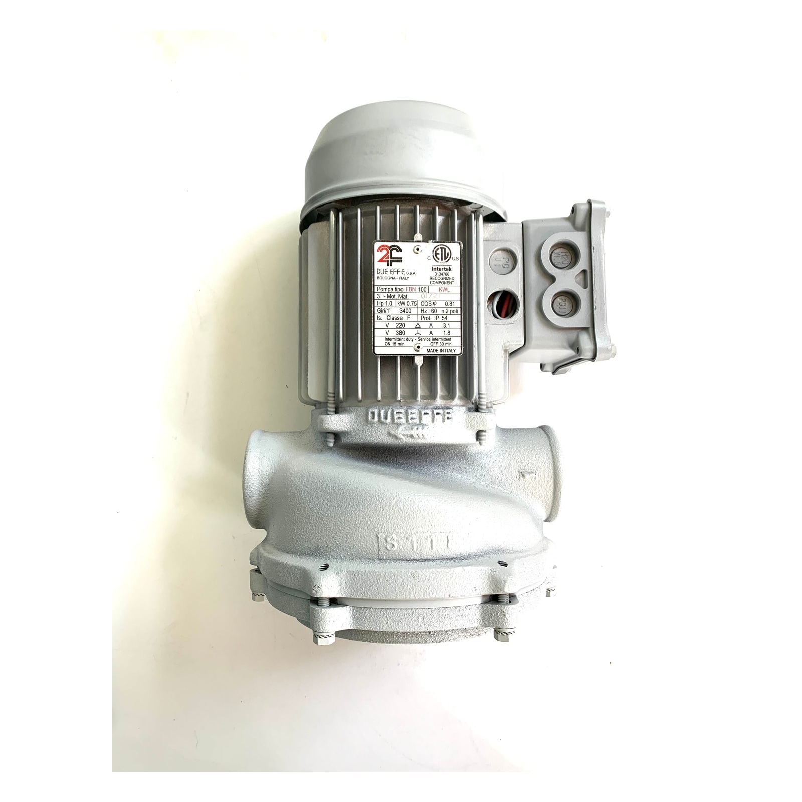0702173 FBN100 KWL Due Effe Pump Motor | FMB / Union / Realstar 0702173 primary product photo for dry cleaning machine service