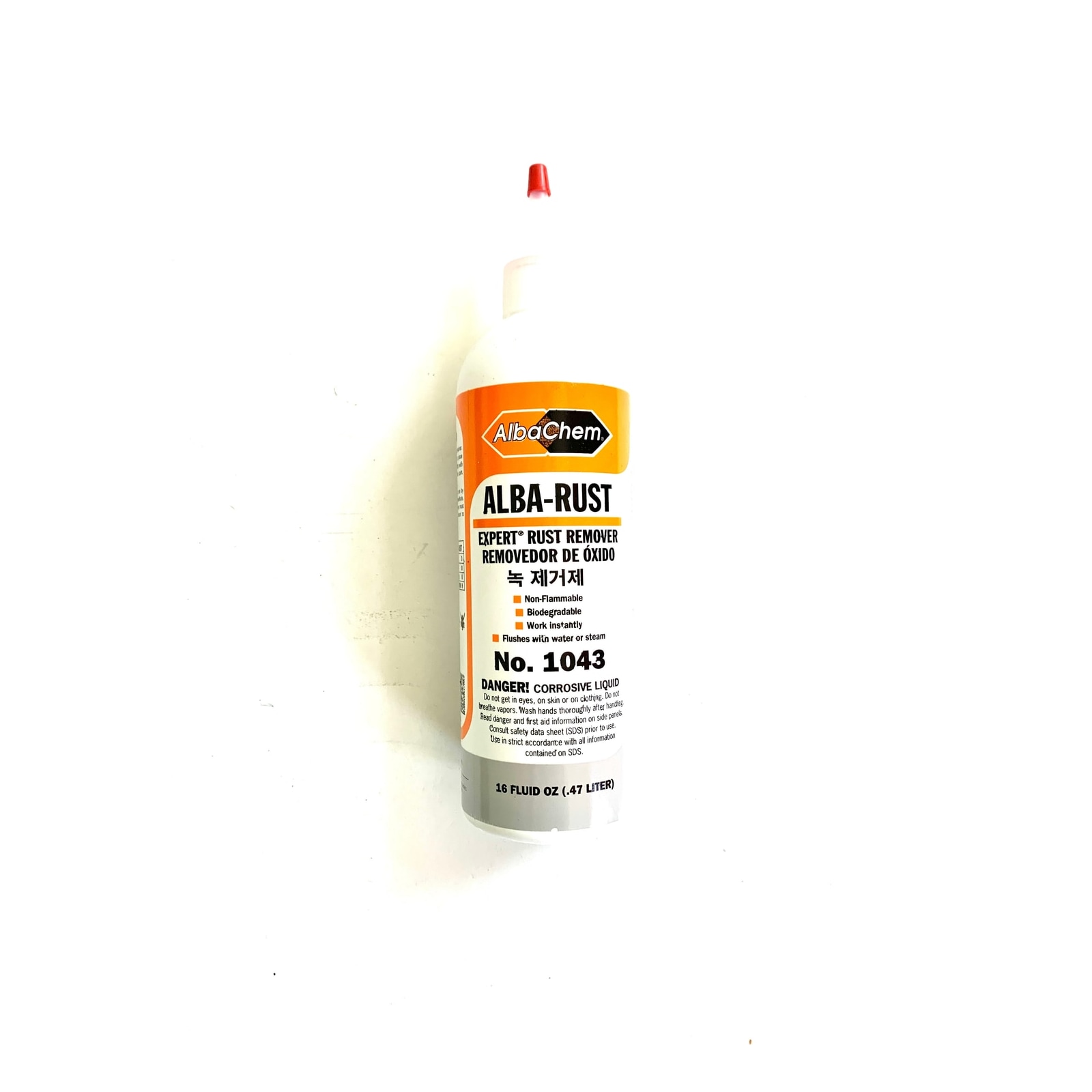1043 Alba-Chem 1043 Rust Remover 16oz bottle primary product photo for dry cleaning machine service