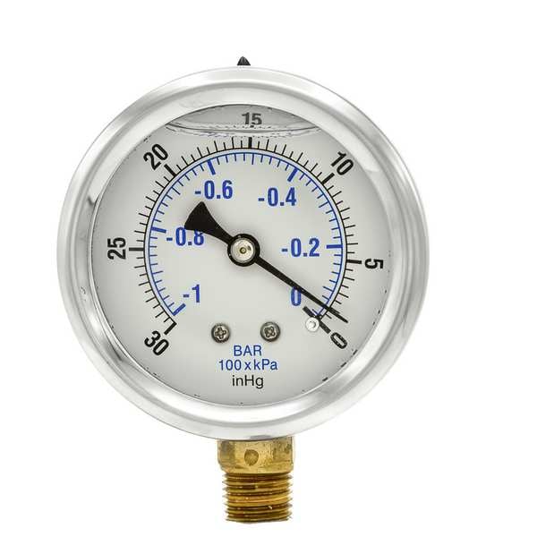 Aftermarket vacuum gauge minus 1 to 0 bar 1/4 inch NPT bottom connection for dry cleaning still service
