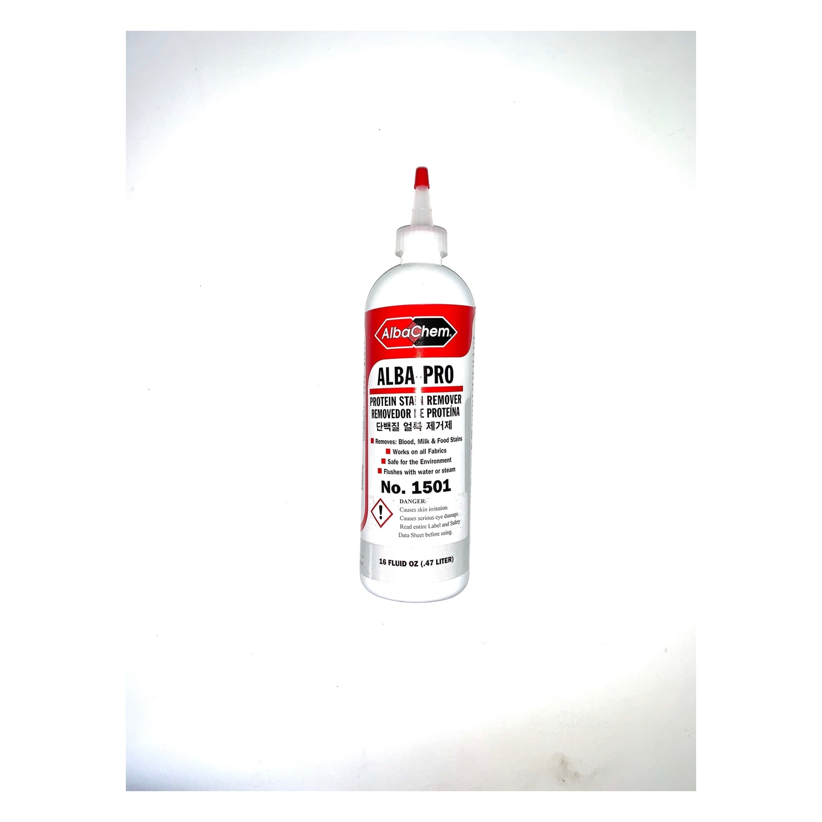 1501 Alba-Chem 1501 Protein Stain Remover 16oz Bottle primary product photo for dry cleaning machine service