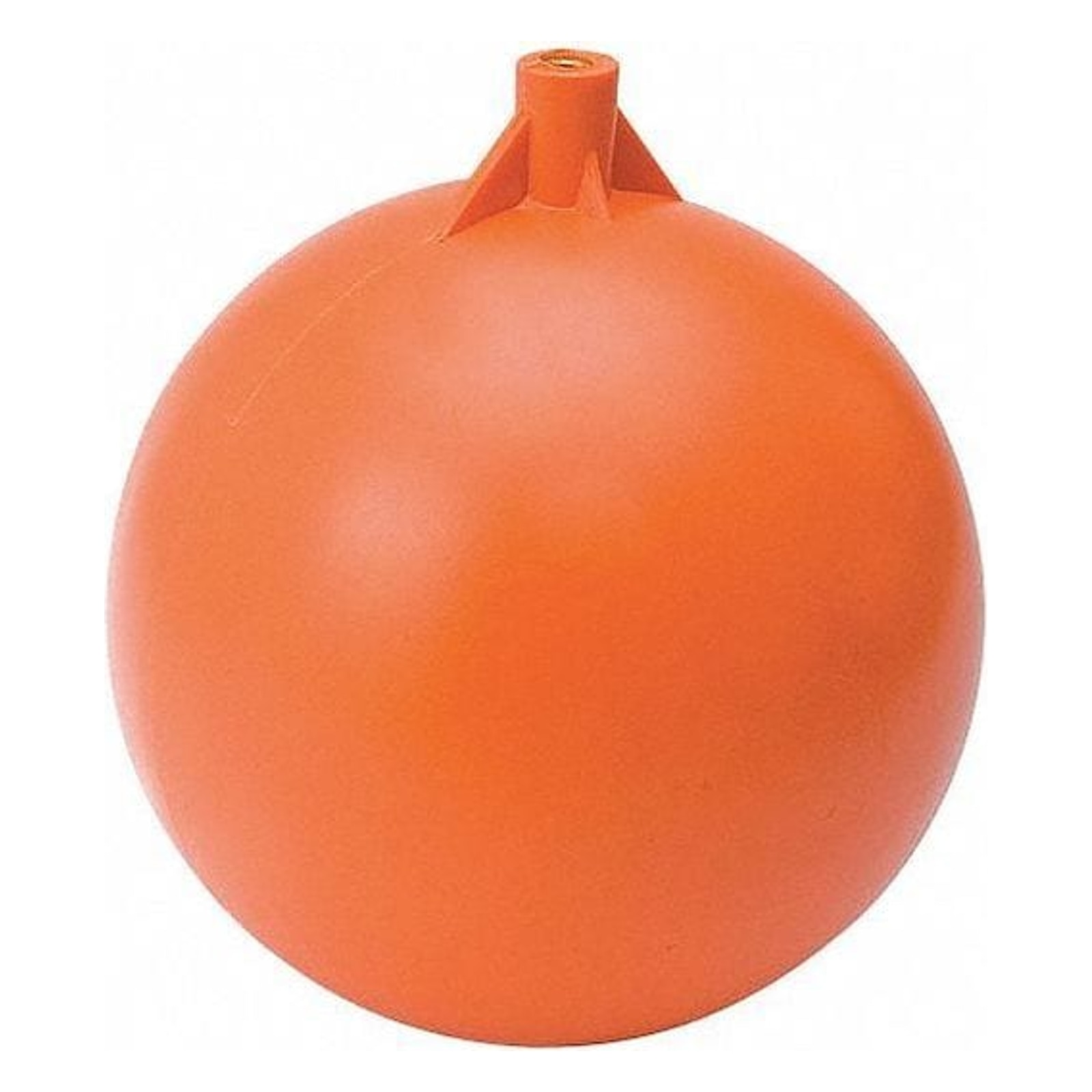 6 in plastic float ball with 1/4-20 internal thread on white background