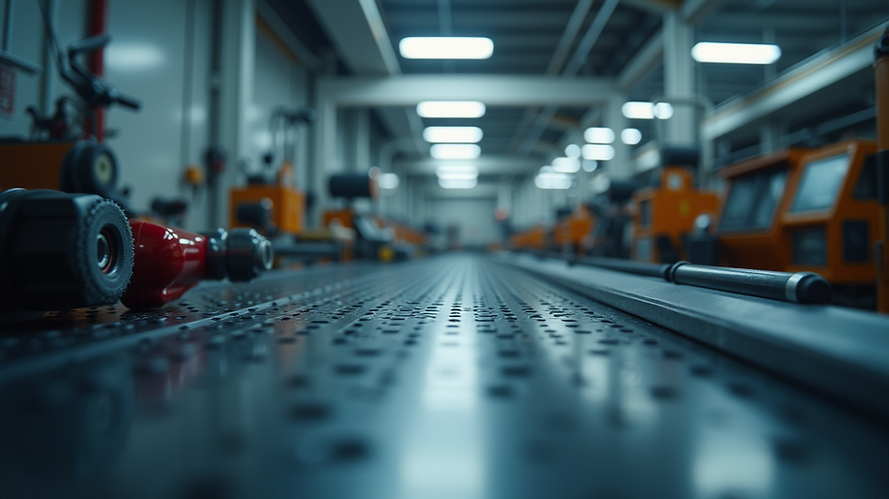 Eye-level view of a modern engineering workspace with advanced tools