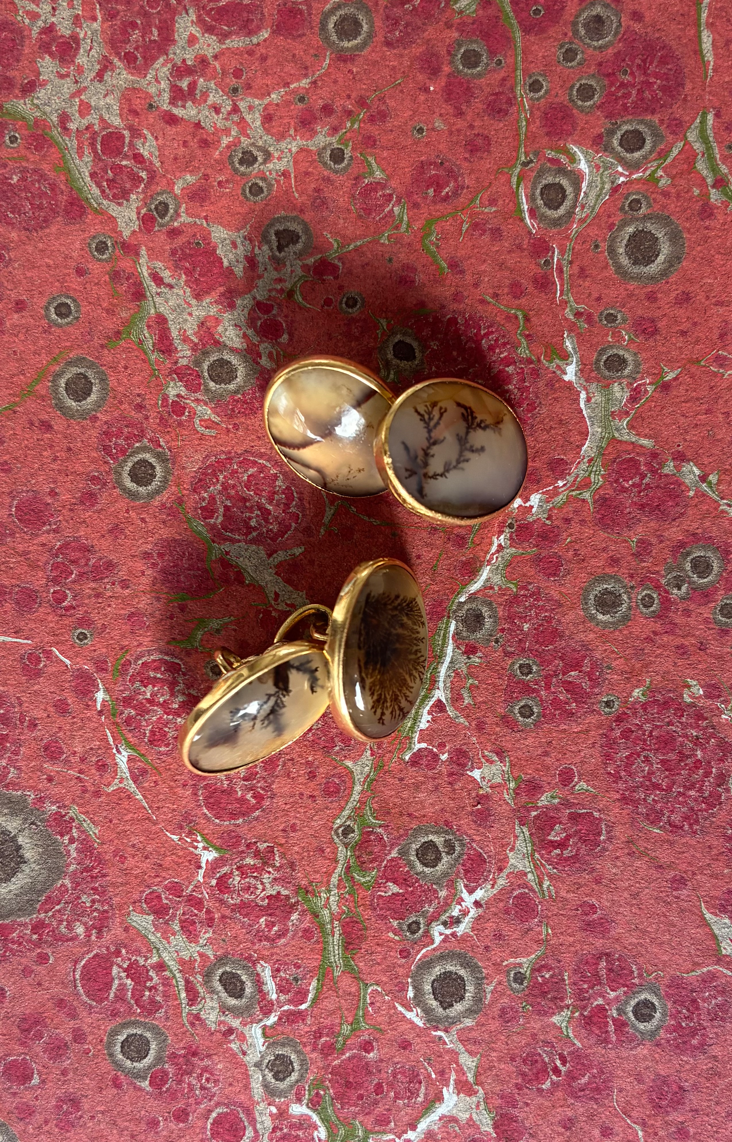 Antique 18k gold tree stone cufflinks