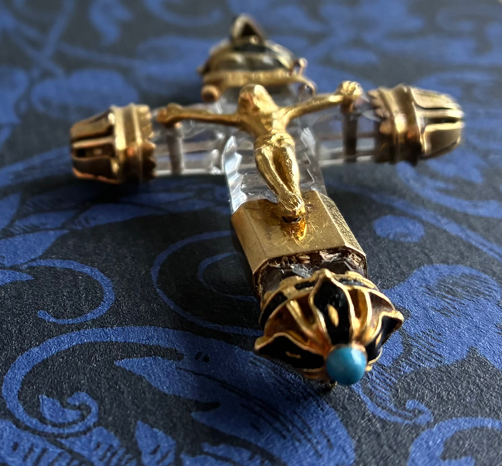 Thumbnail: Renaissance gold crystal cross pendant